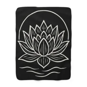 Lotus Blossom Sherpa Fleece Blanket - Cozy Meditation Throw for Relaxation & Mindfulness