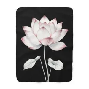 Lotus Flower Sherpa Fleece Blanket - Cozy Floral Design for Relaxation